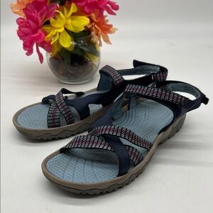 BareTraps Blue and Black Sandals with Adjustable Straps Size 10 MCS7983A